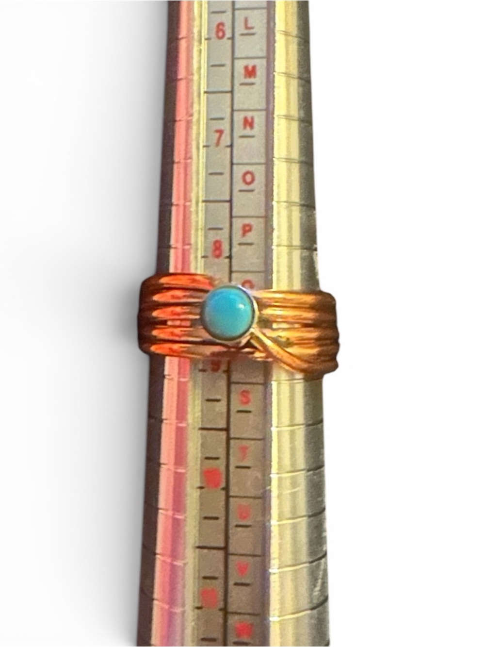 Copper and Kingman Turquoise Size 9 Ring Navajo Handmade - Picture 2 of 4
